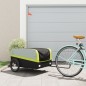 vidaXL Remolque para bicicleta hierro negro y verde 45 kg
