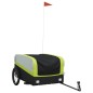 vidaXL Remolque para bicicleta hierro negro y verde 45 kg