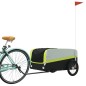 vidaXL Remolque para bicicleta hierro negro y verde 45 kg