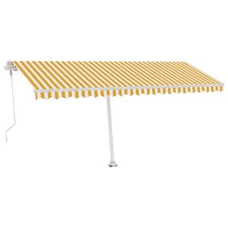vidaXL Toldo automático LED sensor de viento amarillo blanco 500x350cm