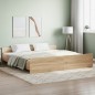 vidaXL Estructura de cama con cabecero piecero roble Sonoma 200x200 cm vidaXL Estructura de cama con cabecero piecero roble Sonoma 200x200 cm