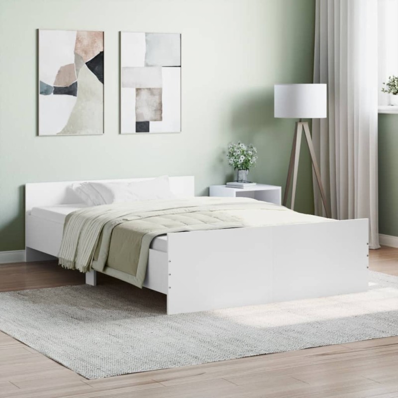 vidaXL Estructura de cama con cabecero piecero blanco 120x200 cm vidaXL Estructura de cama con cabecero piecero blanco 120x200 cm