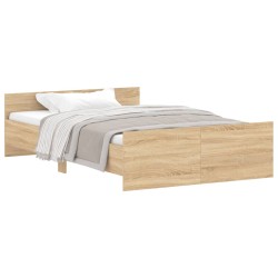 vidaXL Estructura de cama con cabecero piecero roble Sonoma 120x200 cm