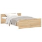vidaXL Estructura de cama con cabecero piecero roble Sonoma 120x200 cm vidaXL Estructura de cama con cabecero piecero roble Sonoma 120x200 cm