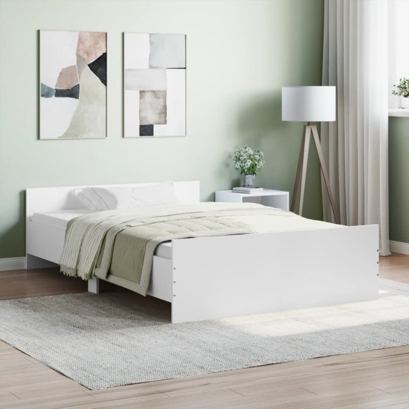 vidaXL Estructura de cama con cabecero piecero blanco 120x190 cm vidaXL Estructura de cama con cabecero piecero blanco 120x190 cm