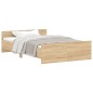 vidaXL Estructura de cama con cabecero piecero roble Sonoma 120x190 cm vidaXL Estructura de cama con cabecero piecero roble Sonoma 120x190 cm