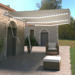 vidaXL Toldo automático con LED sensor de viento crema 600x350 cm