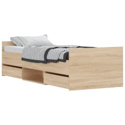 vidaXL Estructura de cama con cabecero piecero roble Sonoma 75x190 cm