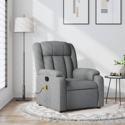 vidaXL Sillón reclinable de masaje de tela gris claro