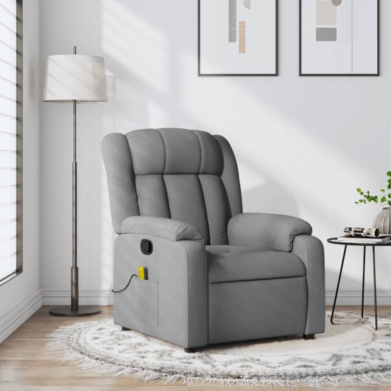 vidaXL Sillón reclinable de masaje de tela gris claro vidaXL Sillón reclinable de masaje de tela gris claro