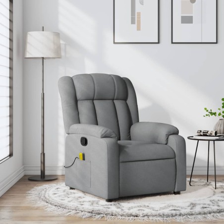 vidaXL Sillón reclinable de masaje de tela gris claro