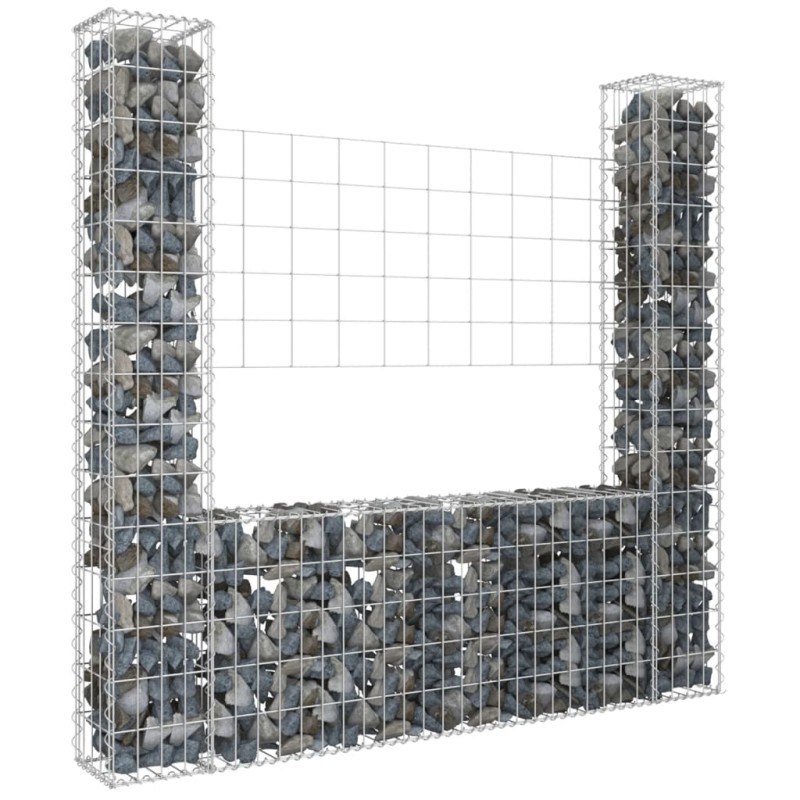 vidaXL Cesta de gaviones forma de U 2 postes de hierro 140x20x150 cm vidaXL Cesta de gaviones forma de U 2 postes de hierro 140x20x150 cm