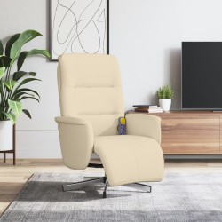 vidaXL Sillón reclinable de masaje con reposapiés tela color crema