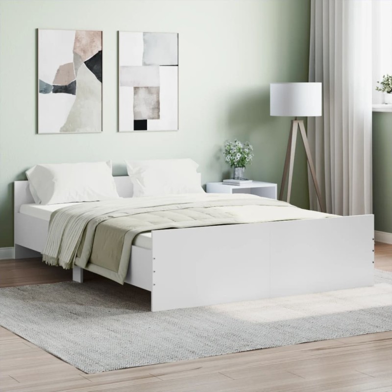 vidaXL Estructura de cama con cabecero y piecero blanco 140x190 cm vidaXL Estructura de cama con cabecero y piecero blanco 140x190 cm