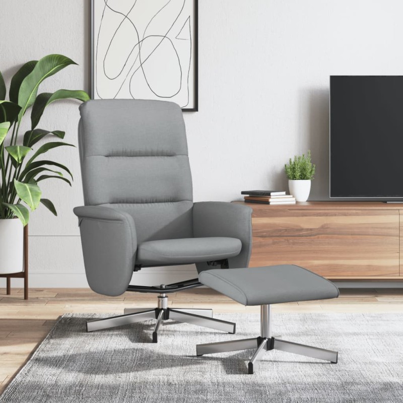 vidaXL Sillón reclinable con reposapiés tela gris claro vidaXL Sillón reclinable con reposapiés tela gris claro