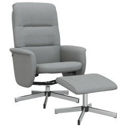 vidaXL Sillón reclinable con reposapiés tela gris claro