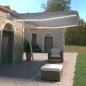 vidaXL Toldo automático LED sensor de viento azul y blanco 500x350 cm vidaXL Toldo automático LED sensor de viento azul y blanco 500x350 cm