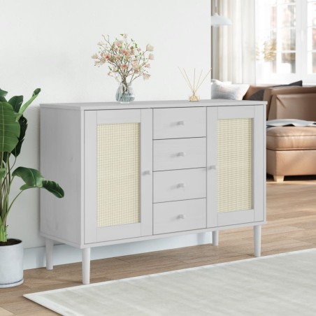 vidaXL Aparador SENJA aspecto de ratán madera pino blanco 112x40x80 cm