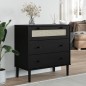 vidaXL Cómoda SENJA aspecto ratán madera maciza pino negro 80x40x80cm