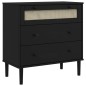 vidaXL Cómoda SENJA aspecto ratán madera maciza pino negro 80x40x80cm