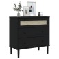 vidaXL Cómoda SENJA aspecto ratán madera maciza pino negro 80x40x80cm