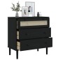 vidaXL Cómoda SENJA aspecto ratán madera maciza pino negro 80x40x80cm