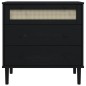 vidaXL Cómoda SENJA aspecto ratán madera maciza pino negro 80x40x80cm