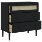 vidaXL Cómoda SENJA aspecto ratán madera maciza pino negro 80x40x80cm