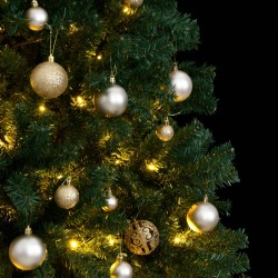 vidaXL Árbol de Navidad artificial con bisagras 300 LED y bolas 180 cm