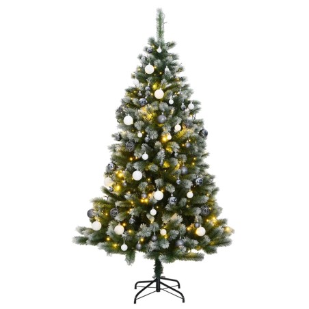 vidaXL Árbol de Navidad artificial con bisagras 300 LED y bolas 210 cm