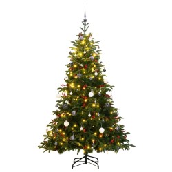 vidaXL Árbol de Navidad artificial con bisagras 300 LED y bolas 240 cm