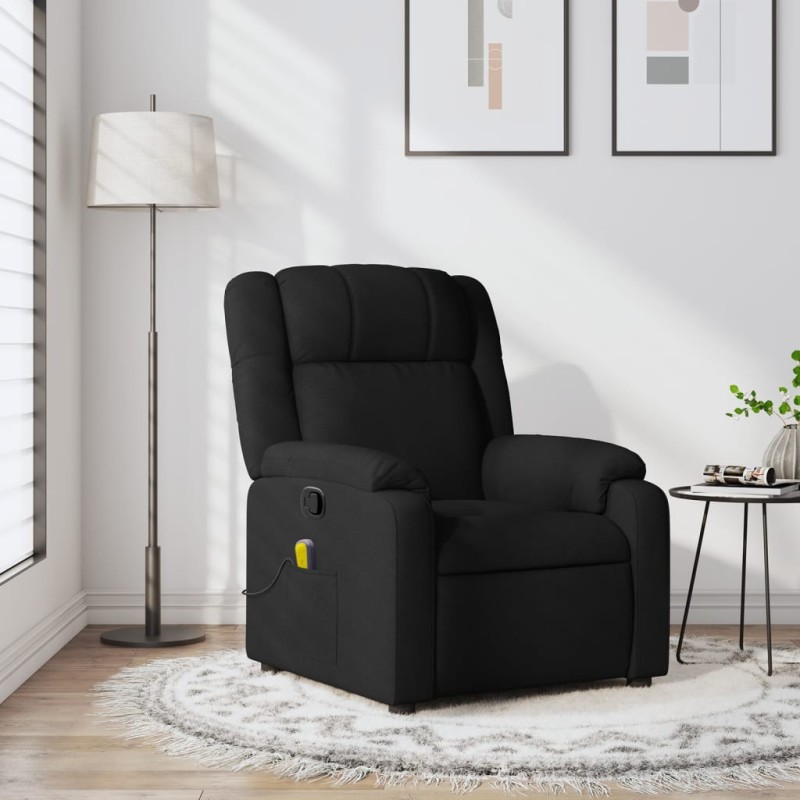 vidaXL Sillón reclinable de masaje de tela negro