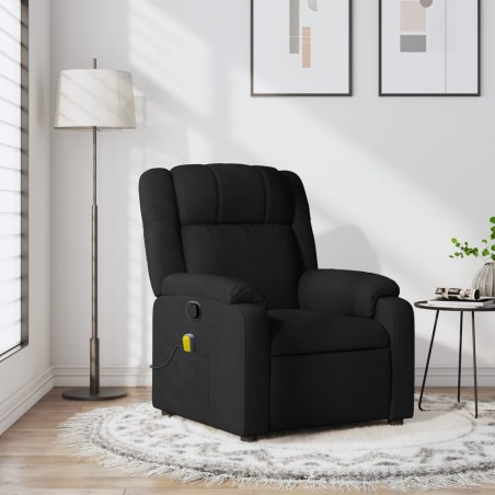 vidaXL Sillón reclinable de masaje de tela negro
