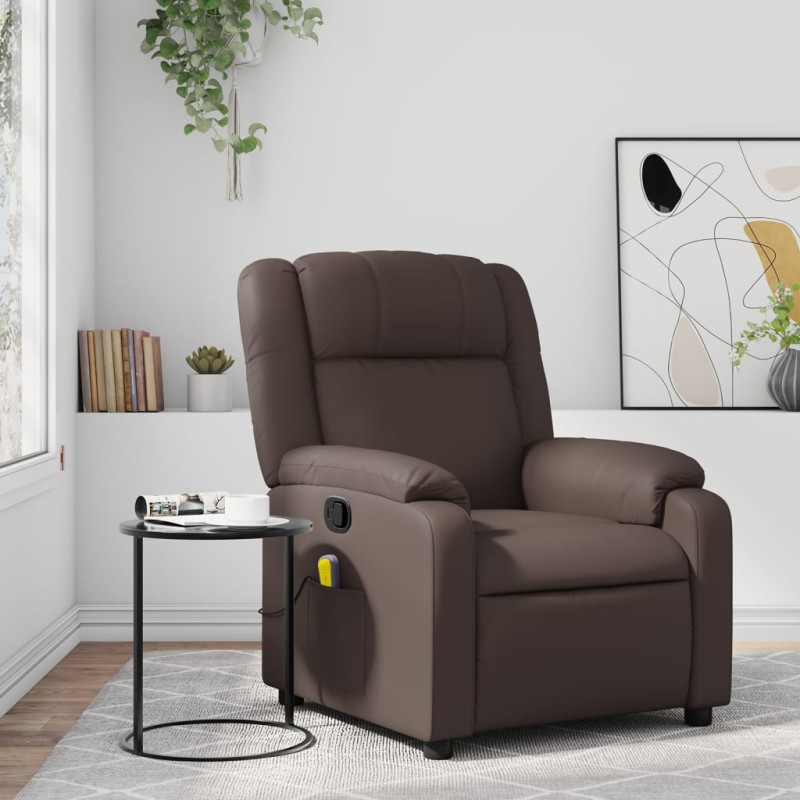 vidaXL Sillón de masaje reclinable cuero sintético marrón vidaXL Sillón de masaje reclinable cuero sintético marrón