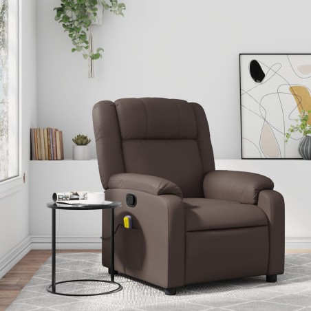 vidaXL Sillón de masaje reclinable cuero sintético marrón