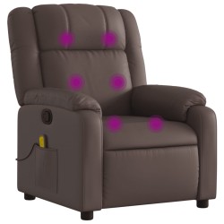 vidaXL Sillón de masaje reclinable cuero sintético marrón
