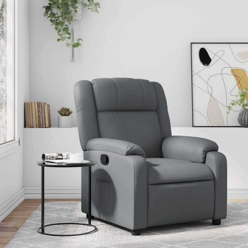 vidaXL Sillón reclinable de cuero sintético gris vidaXL Sillón reclinable de cuero sintético gris