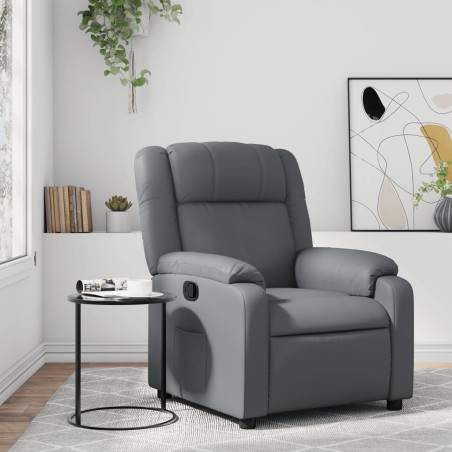vidaXL Sillón reclinable de cuero sintético gris