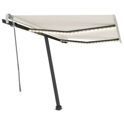 vidaXL Toldo retráctil manual con LED color crema 350x250 cm