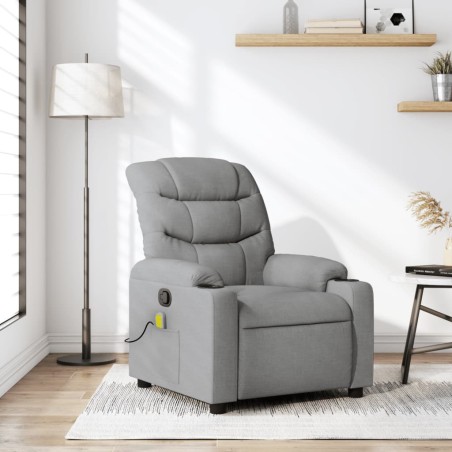 vidaXL Sillón reclinable de masaje de tela gris claro