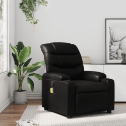 vidaXL Sillón de masaje reclinable cuero sintético negro