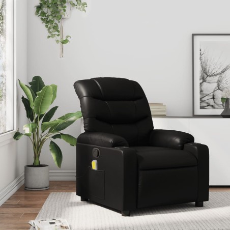 vidaXL Sillón de masaje reclinable cuero sintético negro