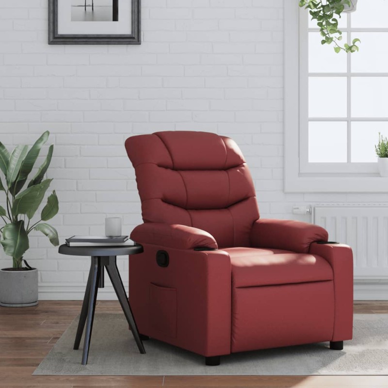 vidaXL Sillón reclinable de cuero sintético rojo tinto vidaXL Sillón reclinable de cuero sintético rojo tinto