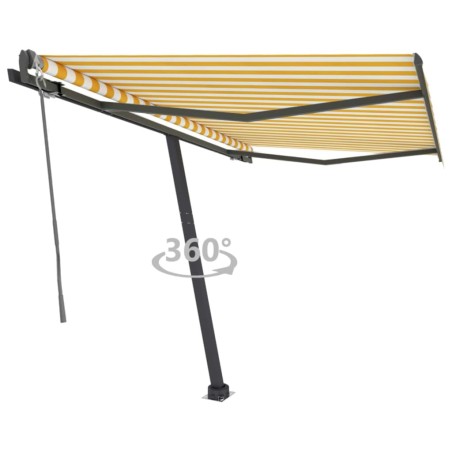 vidaXL Toldo de pie automático amarillo y blanco 300x250 cm