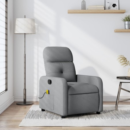 vidaXL Sillón reclinable de masaje de tela gris claro