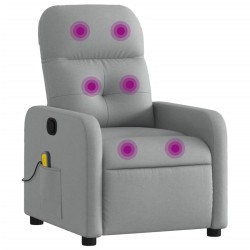 vidaXL Sillón reclinable de masaje de tela gris claro