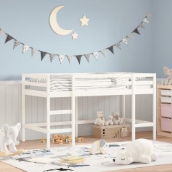 vidaXL Cama alta de niños escalera madera maciza pino blanco 90x200 cm
