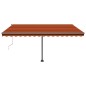 vidaXL Toldo automático LED sensor de viento naranja marrón 400x300 cm vidaXL Toldo automático LED sensor de viento naranja marrón 400x300 cm