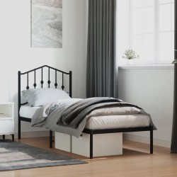 vidaXL Estructura de cama con cabecero metal negro 75x190 cm