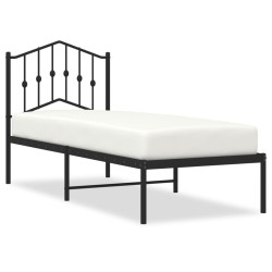 vidaXL Estructura de cama con cabecero metal negro 75x190 cm